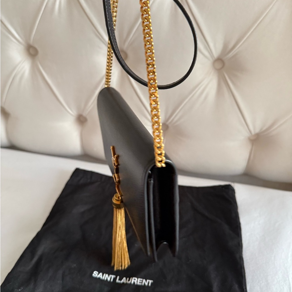 Saint Laurent Black Clutch with Gold Tassel - Picture 6 of 8